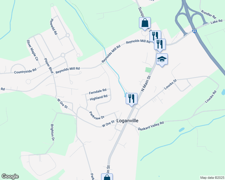 map of restaurants, bars, coffee shops, grocery stores, and more near 31 Rockdale Drive in Seven Valleys