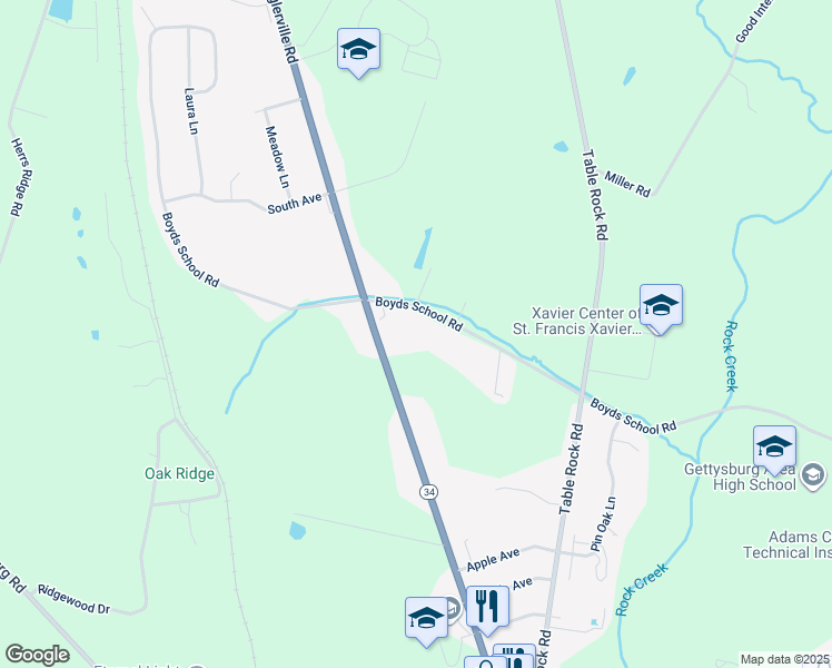 map of restaurants, bars, coffee shops, grocery stores, and more near 58 Windsor Court in Littlestown