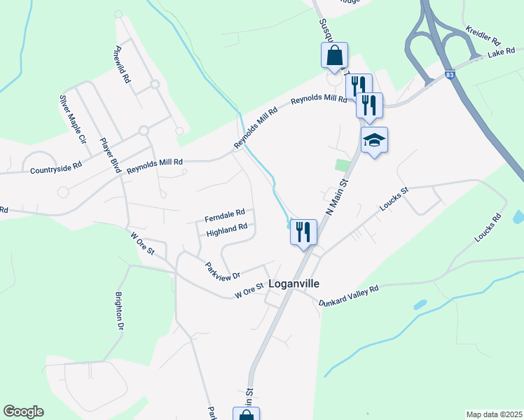 map of restaurants, bars, coffee shops, grocery stores, and more near 31 Rockdale Drive in Seven Valleys