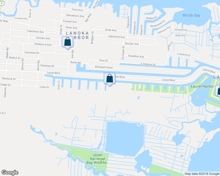 map of restaurants, bars, coffee shops, grocery stores, and more near 408 Hidden Harbor Place in Lacey Township