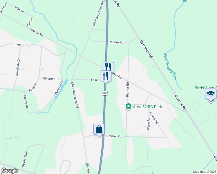 map of restaurants, bars, coffee shops, grocery stores, and more near 1568 U.S. 206 in Tabernacle