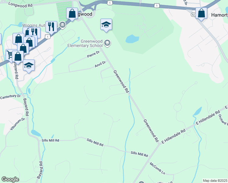 map of restaurants, bars, coffee shops, grocery stores, and more near 997 Baneswood Drive in Kennett Square