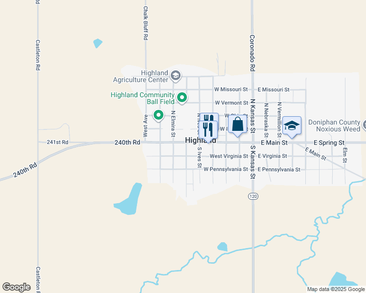 map of restaurants, bars, coffee shops, grocery stores, and more near 101 South Avenue in Highland