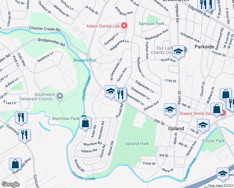 map of restaurants, bars, coffee shops, grocery stores, and more near 816 Trimble Boulevard in Brookhaven