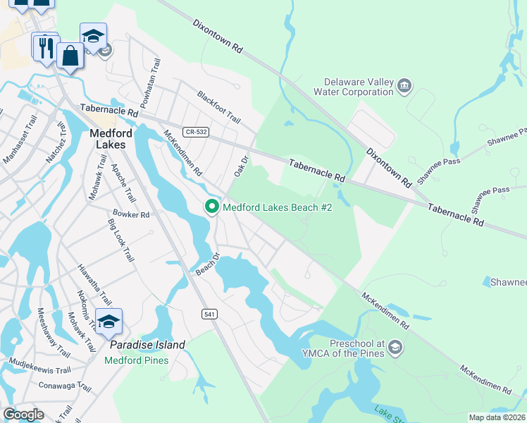 map of restaurants, bars, coffee shops, grocery stores, and more near 206 McKendimen Road in Medford