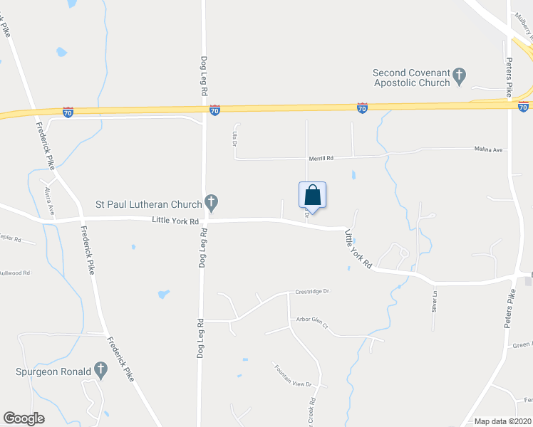 map of restaurants, bars, coffee shops, grocery stores, and more near 2371 Little York Road in Dayton