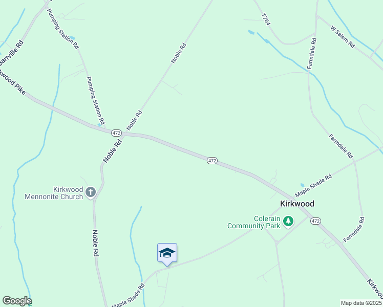 map of restaurants, bars, coffee shops, grocery stores, and more near Kirkwood Pike in Lancaster County