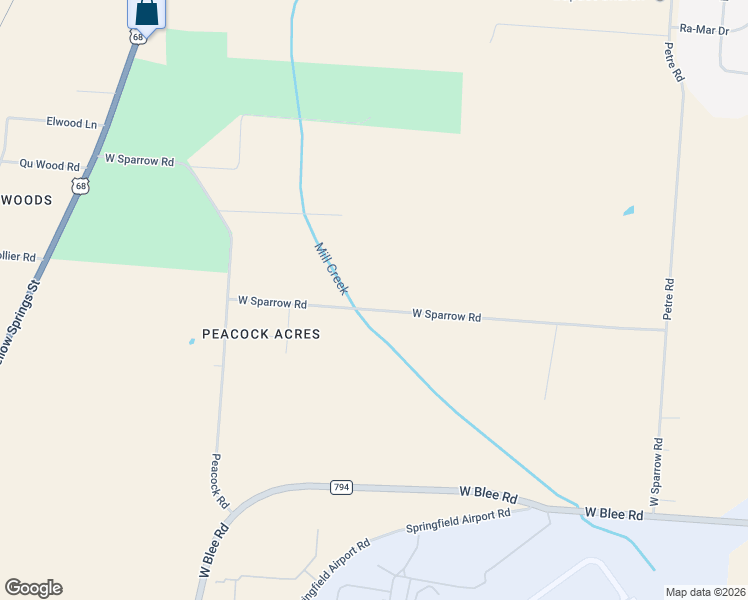 map of restaurants, bars, coffee shops, grocery stores, and more near 1166 West Sparrow Road in Springfield