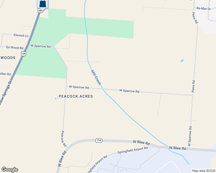 map of restaurants, bars, coffee shops, grocery stores, and more near 1166 West Sparrow Road in Springfield