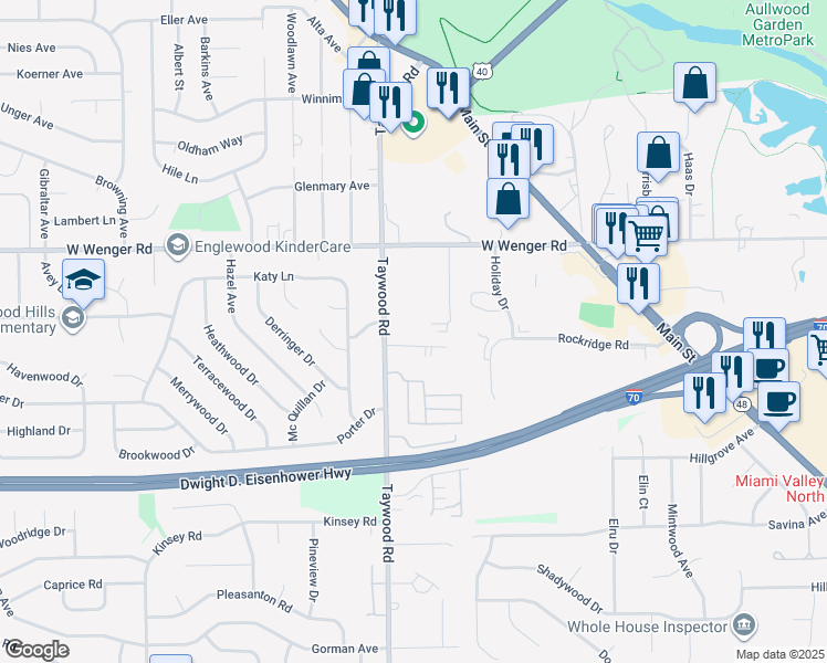 map of restaurants, bars, coffee shops, grocery stores, and more near 1000 Taywood Road in Englewood