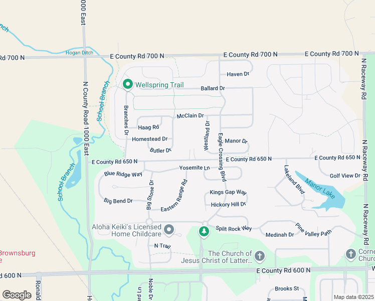 map of restaurants, bars, coffee shops, grocery stores, and more near 10470 East County Road 650 North in Brownsburg