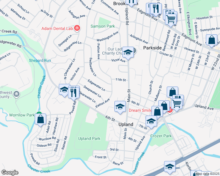 map of restaurants, bars, coffee shops, grocery stores, and more near 510 Patton Avenue in Brookhaven