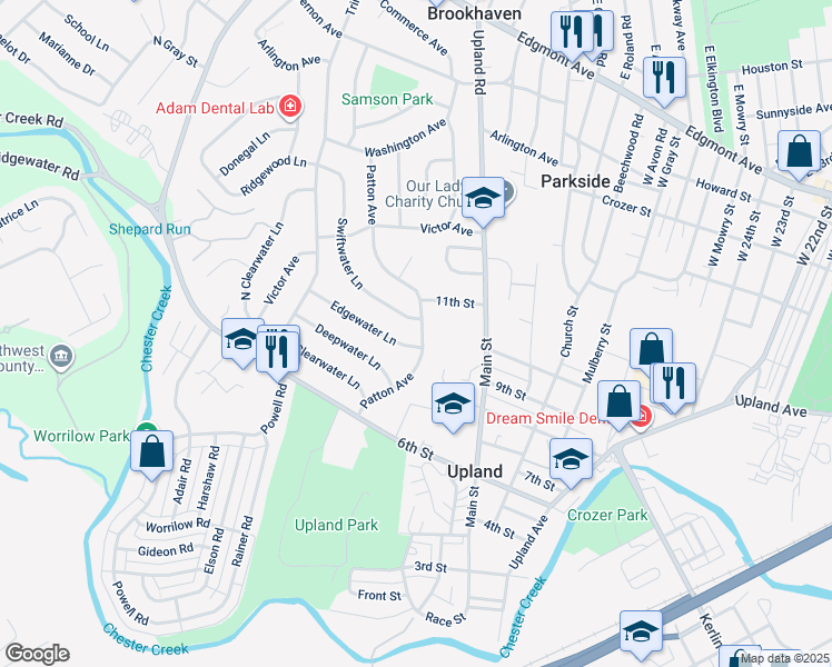 map of restaurants, bars, coffee shops, grocery stores, and more near 510 Patton Avenue in Brookhaven