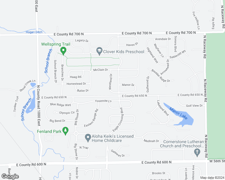 map of restaurants, bars, coffee shops, grocery stores, and more near 6551 Westland Drive in Brownsburg