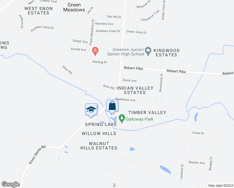 map of restaurants, bars, coffee shops, grocery stores, and more near 17 Matthews Avenue in Enon