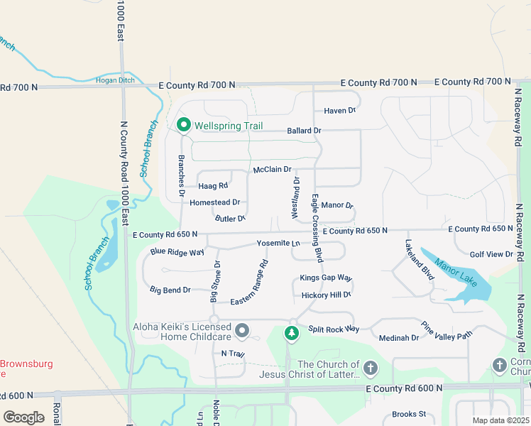 map of restaurants, bars, coffee shops, grocery stores, and more near 10470 East County Road 650 North in Brownsburg