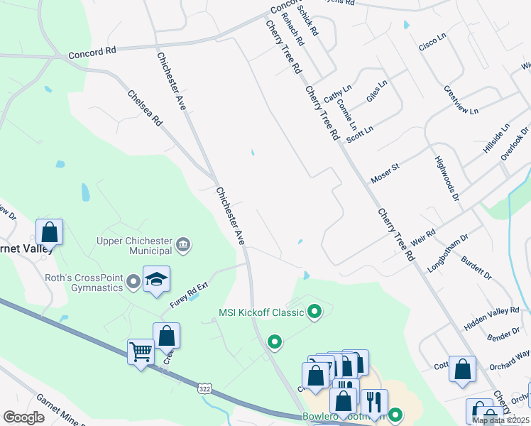 map of restaurants, bars, coffee shops, grocery stores, and more near 16 Cella Drive in Aston
