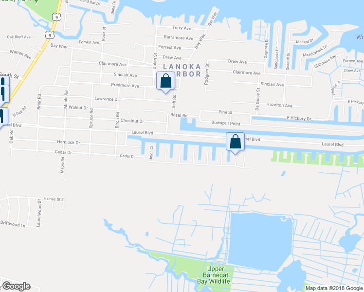 map of restaurants, bars, coffee shops, grocery stores, and more near 407 Elizabeth Court in Lacey Township