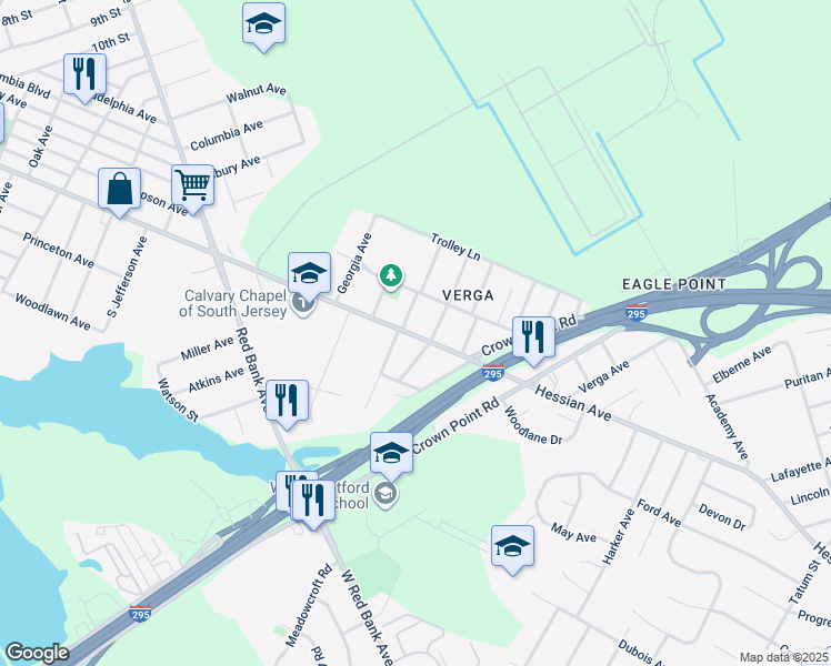 map of restaurants, bars, coffee shops, grocery stores, and more near 1445 Victory Avenue in Westville