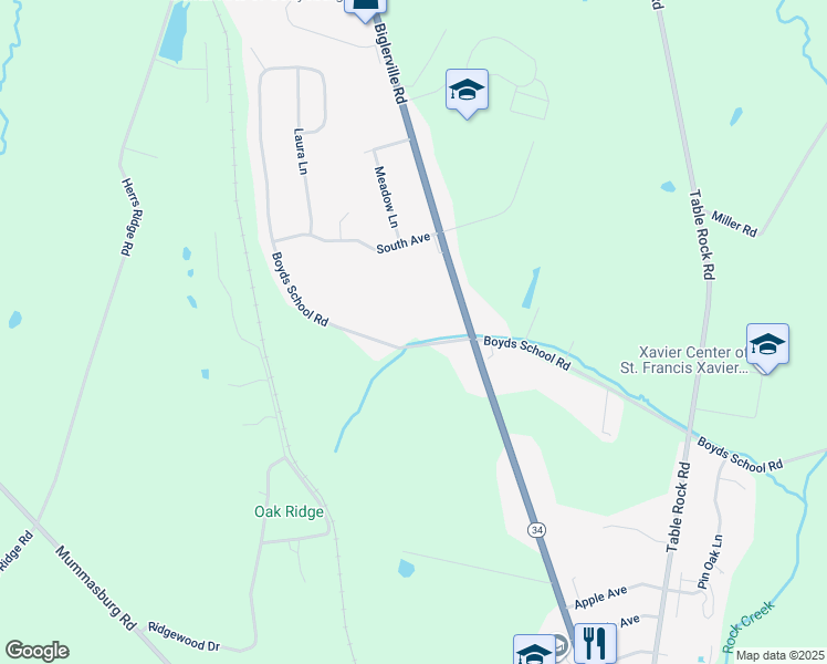 map of restaurants, bars, coffee shops, grocery stores, and more near 663 Boyds School Road in Gettysburg