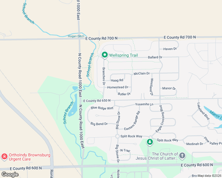 map of restaurants, bars, coffee shops, grocery stores, and more near 10237 Haag Road in Brownsburg