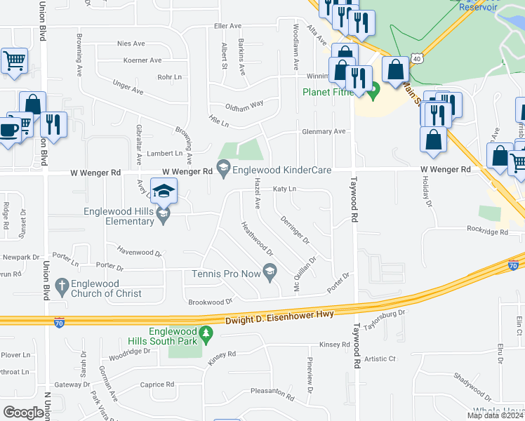 map of restaurants, bars, coffee shops, grocery stores, and more near 1008 Hazel Avenue in Englewood