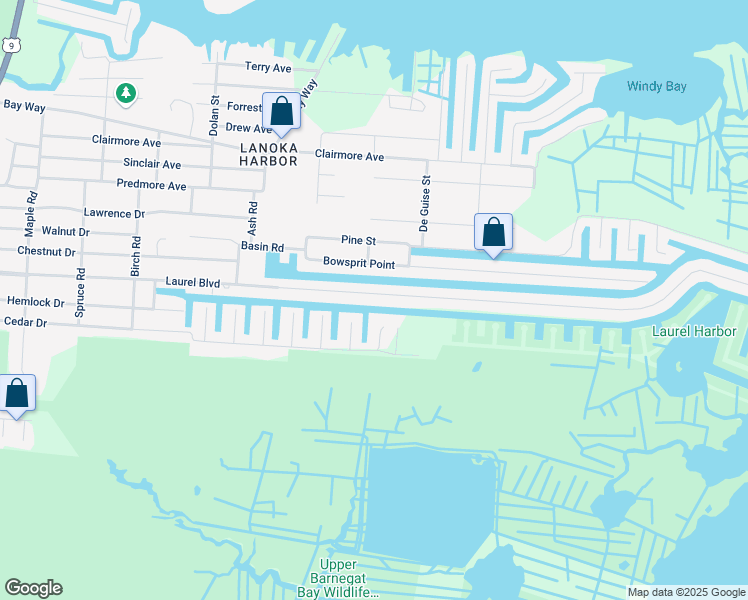 map of restaurants, bars, coffee shops, grocery stores, and more near 708 Laurel Boulevard in Lacey Township