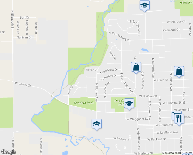map of restaurants, bars, coffee shops, grocery stores, and more near 1801 North Florian Avenue in Decatur