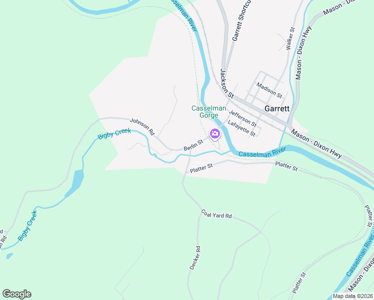 map of restaurants, bars, coffee shops, grocery stores, and more near 1720 Berlin Street in Garrett