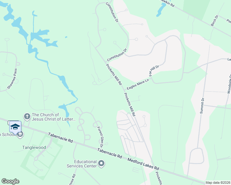 map of restaurants, bars, coffee shops, grocery stores, and more near 317 Pricketts Mill Road in Medford