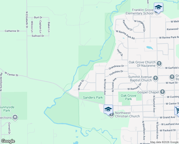 map of restaurants, bars, coffee shops, grocery stores, and more near Stevens Creek Bikeway in Decatur