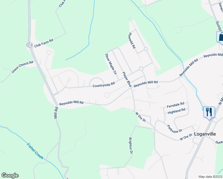 map of restaurants, bars, coffee shops, grocery stores, and more near 770 Lake Redman Court in Seven Valleys