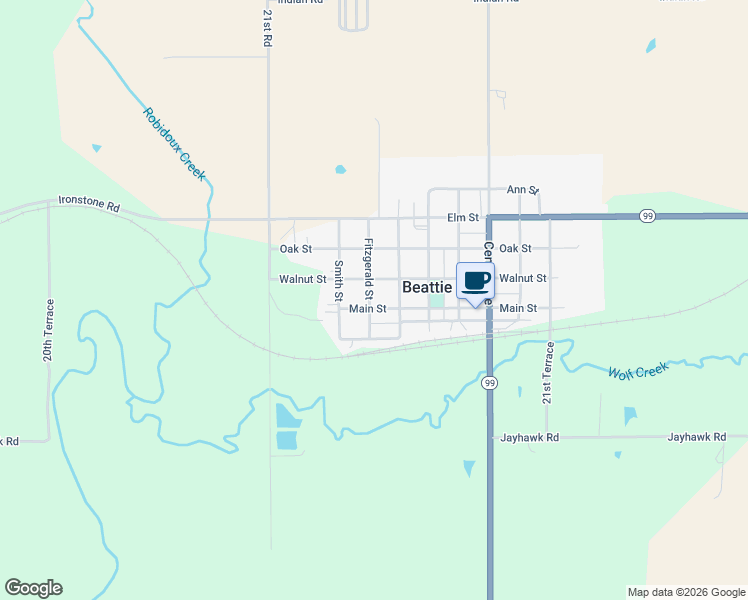 map of restaurants, bars, coffee shops, grocery stores, and more near 1012 Main Street in Beattie