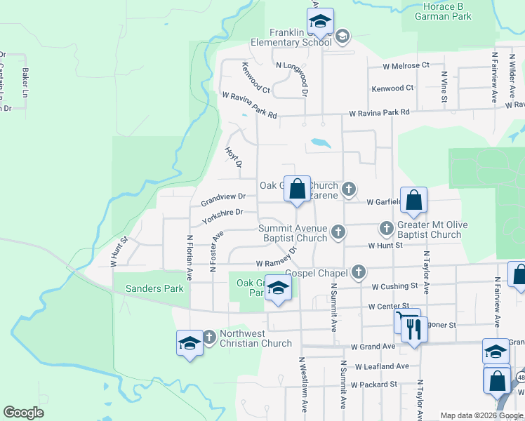 map of restaurants, bars, coffee shops, grocery stores, and more near 2007 West Ramsey Drive in Decatur