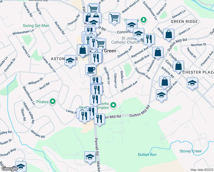 map of restaurants, bars, coffee shops, grocery stores, and more near 111 Shubrook Lane in Aston