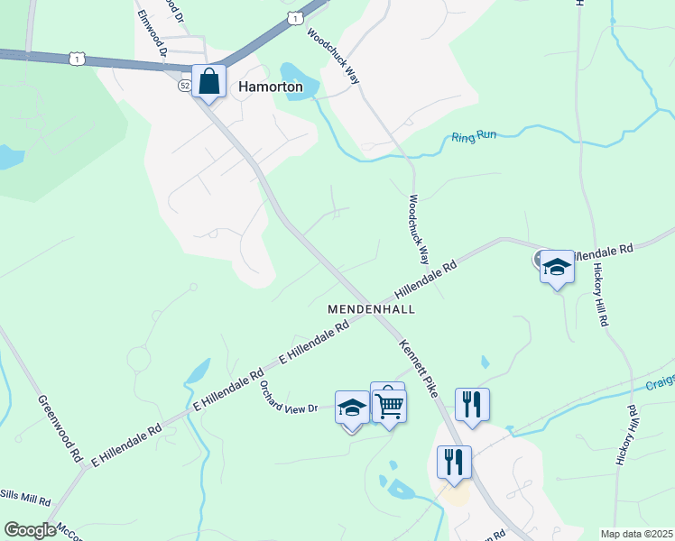 map of restaurants, bars, coffee shops, grocery stores, and more near 283 Kennett Pike in Chadds Ford