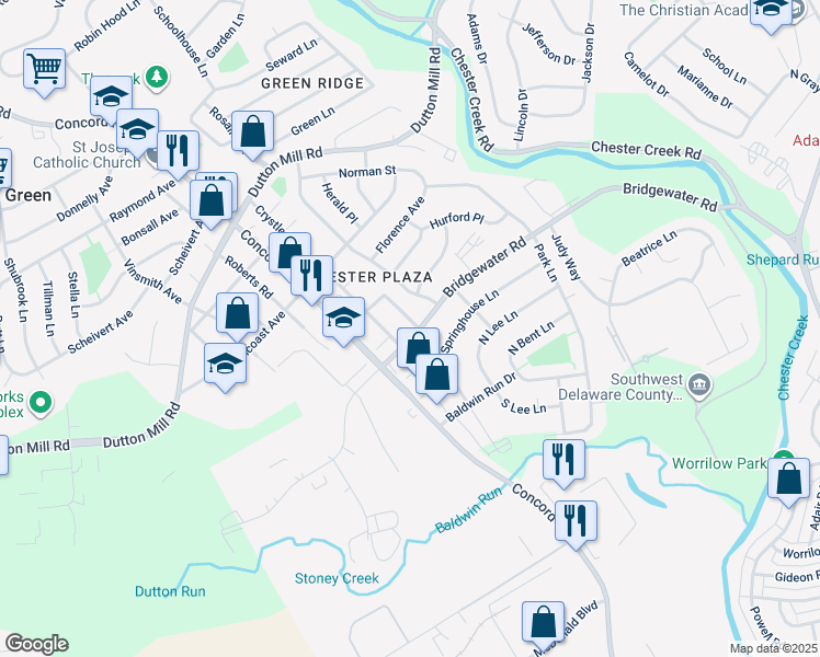 map of restaurants, bars, coffee shops, grocery stores, and more near 70 Rosemont Avenue in Aston
