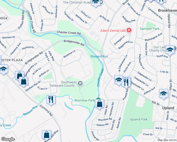 map of restaurants, bars, coffee shops, grocery stores, and more near 156 Marie Circle in Aston