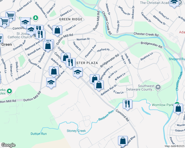 map of restaurants, bars, coffee shops, grocery stores, and more near 70 Rosemont Avenue in Aston