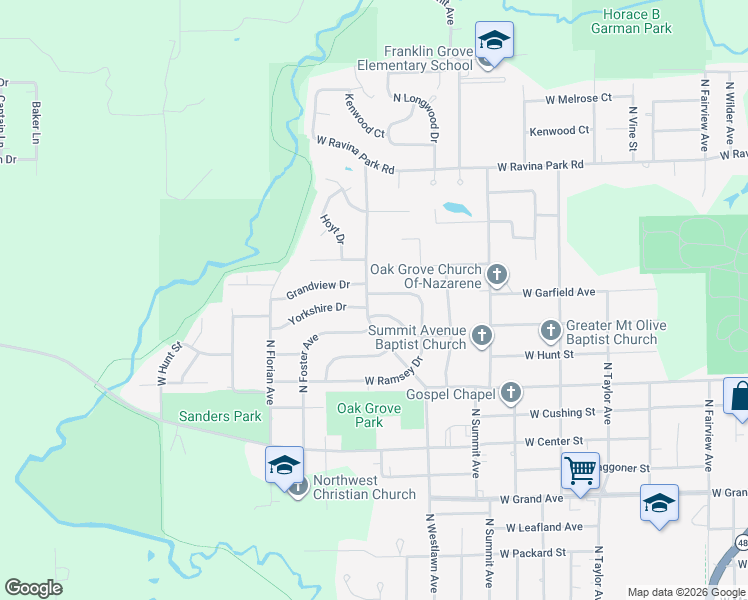 map of restaurants, bars, coffee shops, grocery stores, and more near 2007 West Ramsey Drive in Decatur