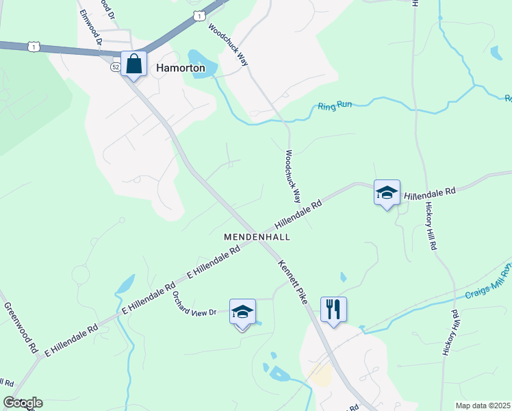 map of restaurants, bars, coffee shops, grocery stores, and more near 283 Kennett Pike in Chadds Ford