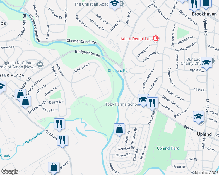 map of restaurants, bars, coffee shops, grocery stores, and more near 144 Marie Circle in Aston