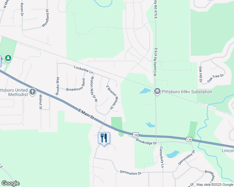 map of restaurants, bars, coffee shops, grocery stores, and more near 241 East Brixton Woods Drive in Pittsboro