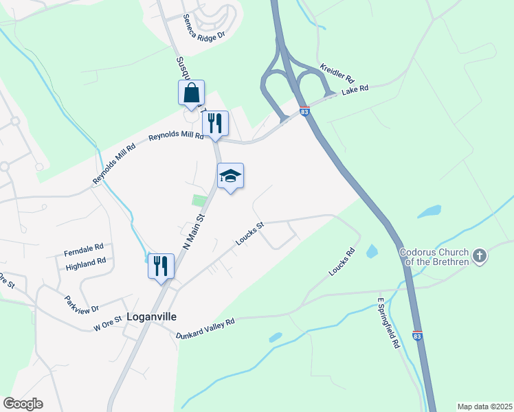 map of restaurants, bars, coffee shops, grocery stores, and more near 101 Old Orchard Road in York