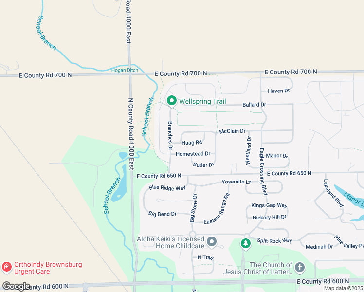 map of restaurants, bars, coffee shops, grocery stores, and more near 10237 Haag Road in Brownsburg
