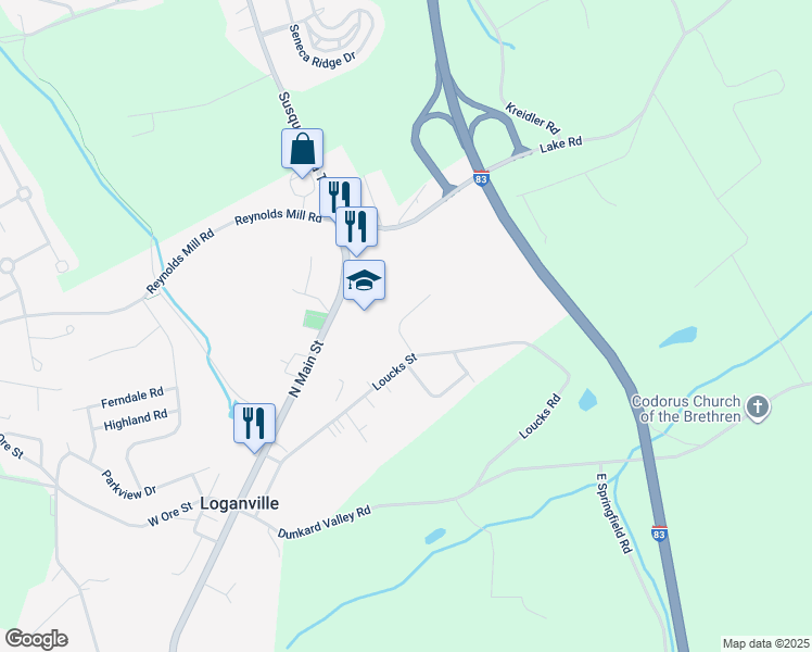 map of restaurants, bars, coffee shops, grocery stores, and more near 101 Old Orchard Road in York