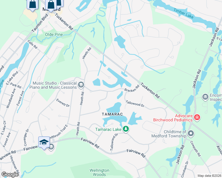 map of restaurants, bars, coffee shops, grocery stores, and more near 118 Bracken Road in Medford