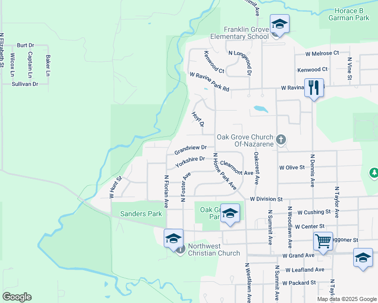map of restaurants, bars, coffee shops, grocery stores, and more near 2271 Grandview Drive in Decatur