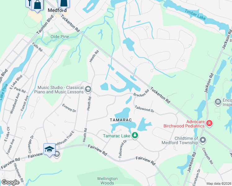 map of restaurants, bars, coffee shops, grocery stores, and more near 118 Bracken Road in Medford