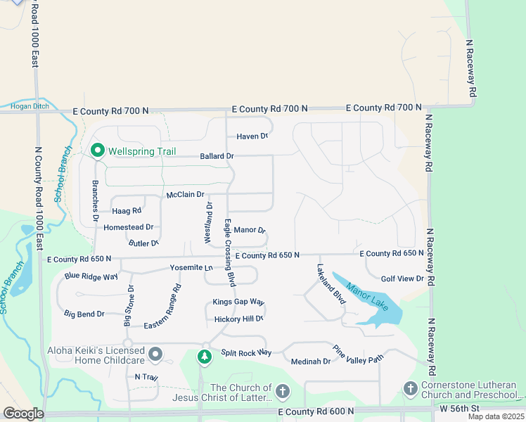 map of restaurants, bars, coffee shops, grocery stores, and more near Broadlands Drive in Brownsburg